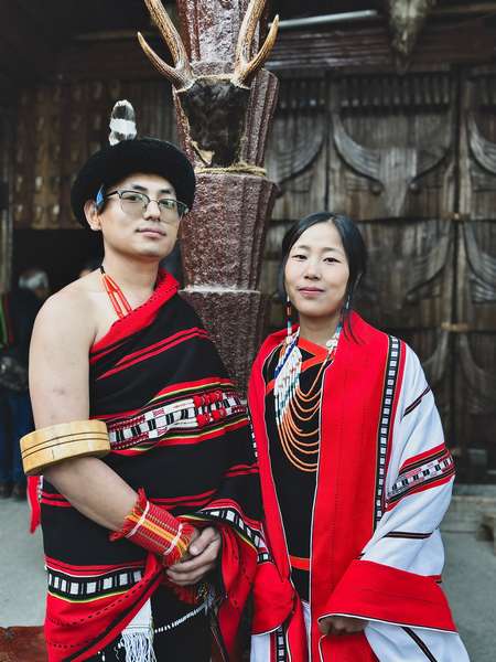 An Ao Naga couple in traditional dress